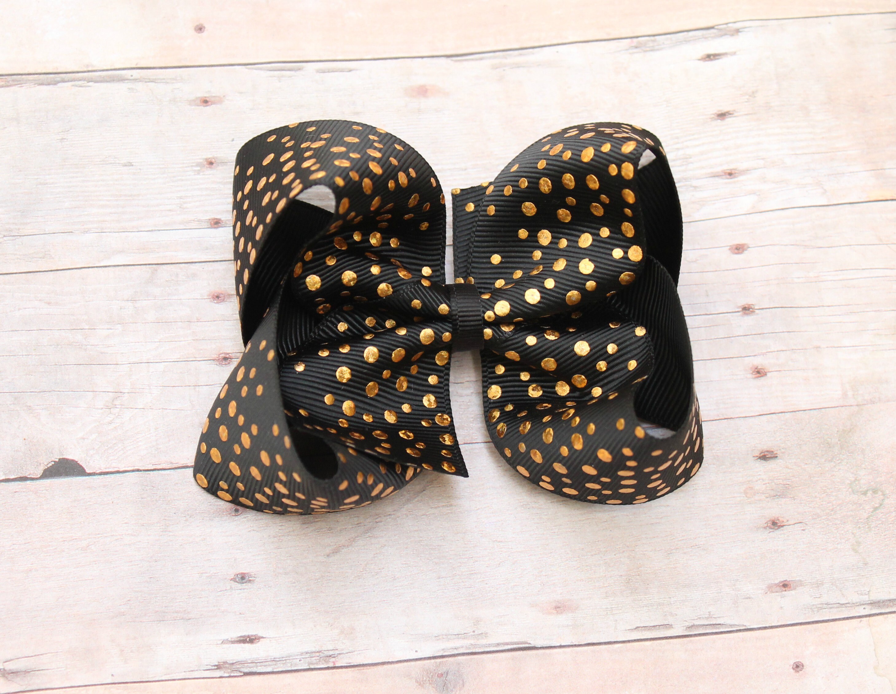 Black and gold hair bow New Years Eve bow READY TO SHIP Etsy