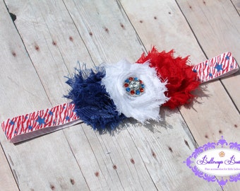 Patriotic Star Burst Headband - Red White Blue Patriotic Star Burst Headband - Red, White and Blue 4th of  main image 2