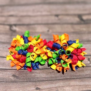 Rainbow hair bow, rainbow bow, korker bow, curly hair bow, curly bow, korker hair bow, bow set, hair bow set