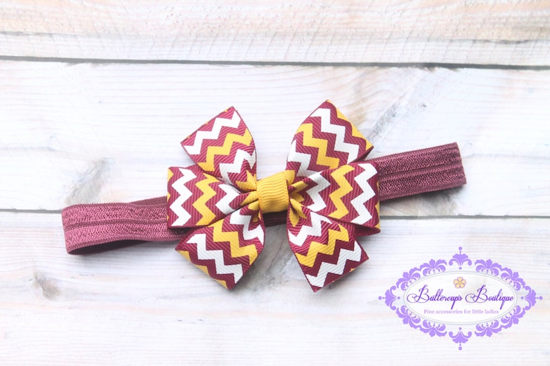 burgundy gold headband sports headband Burgundy yellow headband football baby headband burgundy headband burgundy gold headband