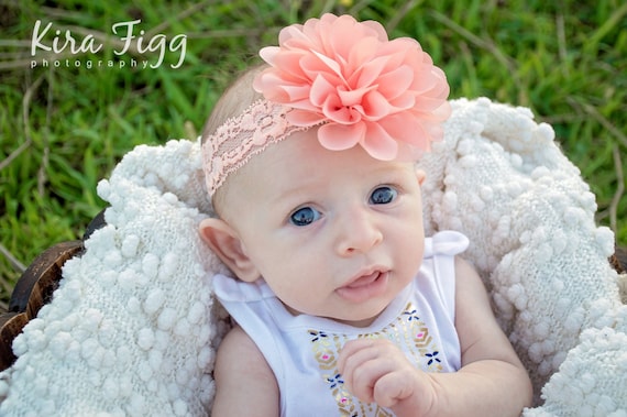 peach headband for baby