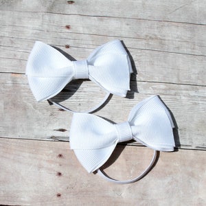 Pig tail bows, pony tail bows, toddler hair bows, hair bow set, YOU CHOOSE color, baby hair bow, girl hair bow, small hair bow
