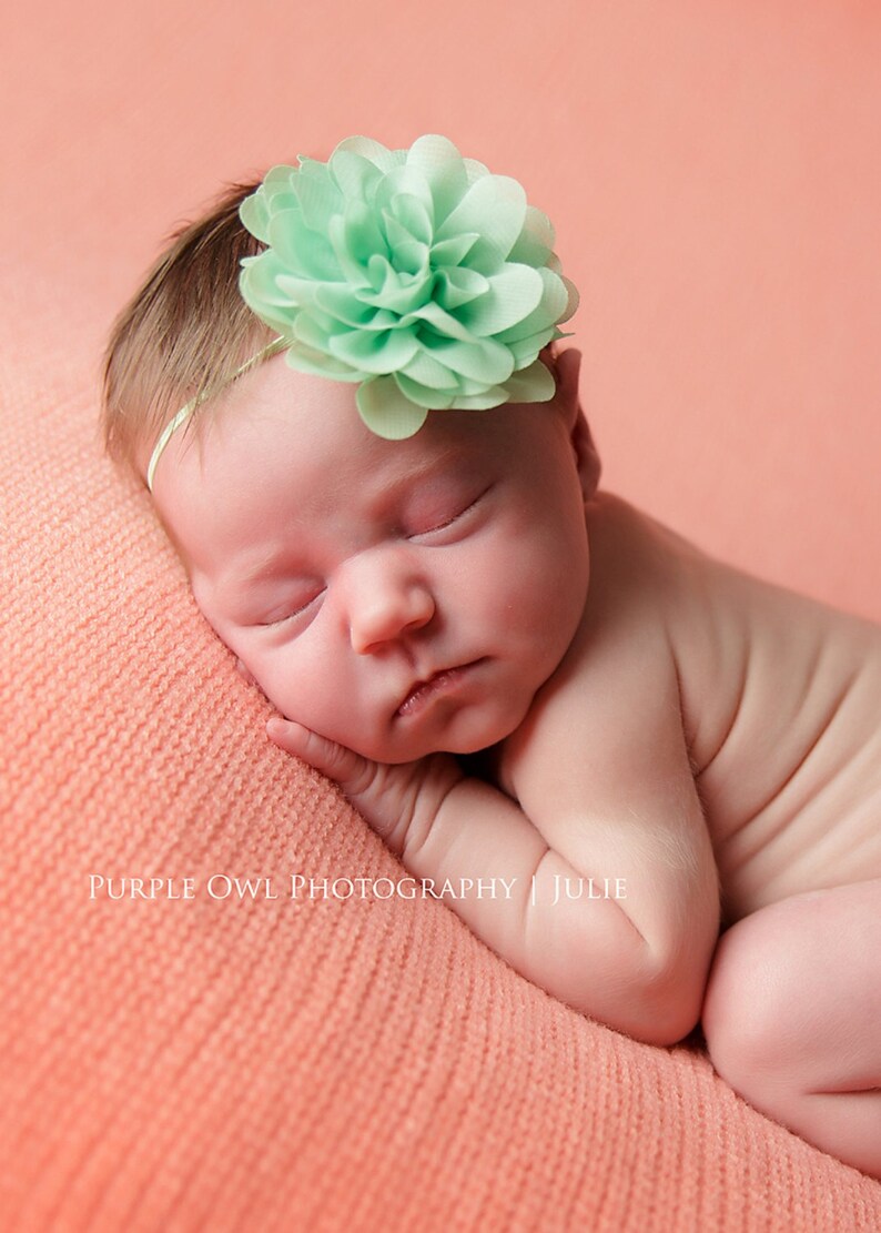 Mint baby headband green baby headband 