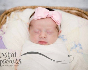 Pink baby headband, infant headband, pink bow, 4" bow, bow headband, tuxedo bow headband, newborn headband, hairband, large bow headband