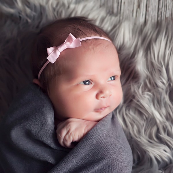 Small bow headband, pink bow headband, YOU CHOOSE COLOR, newborn baby hair bow, newborn girl bow, baby bow, newborn hair bow, tiny hair bow