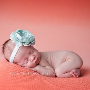 Aqua baby headband, baby headband, infant headband, newborn headband, photo prop, flower headband, aqua baby headband, mint baby headbad