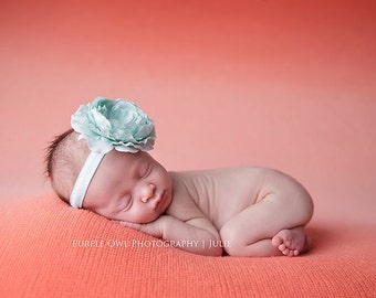 Aqua baby headband, baby headband, infant headband, newborn headband, photo prop, flower headband, aqua baby headband, mint baby headbad