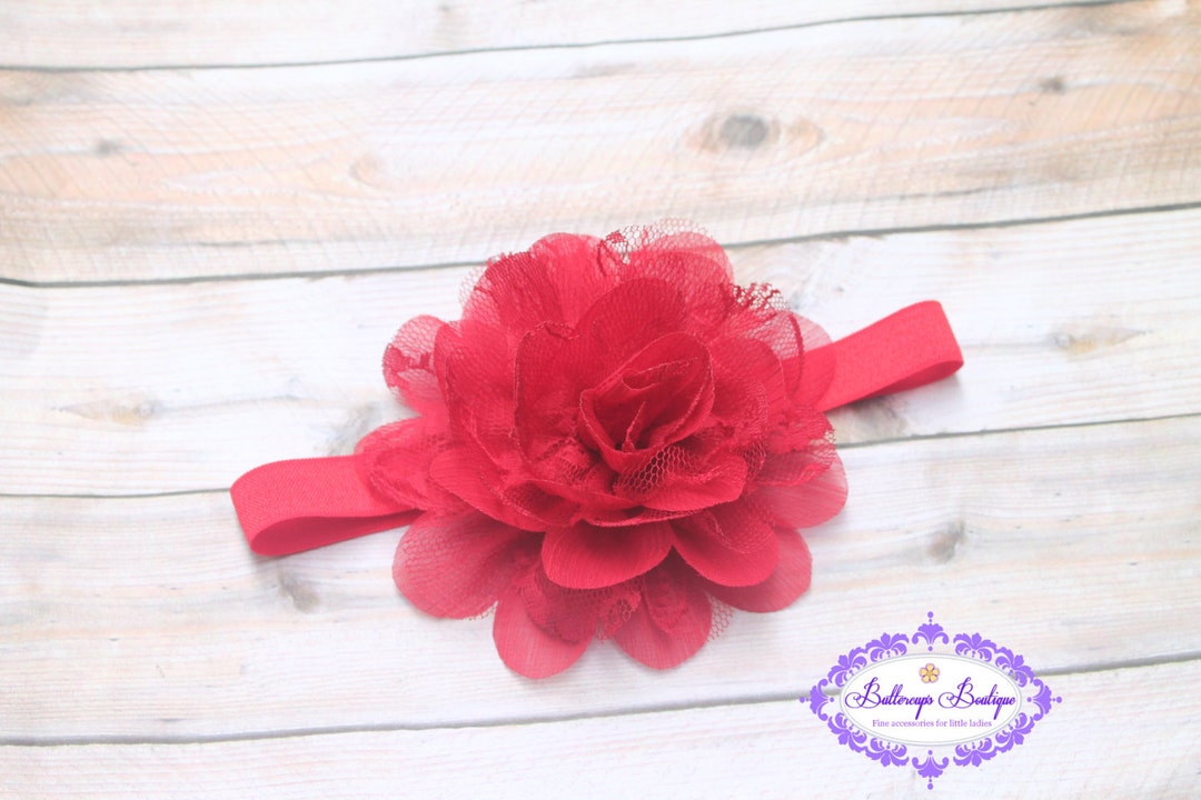 Red Baby Headband, Red Lace Headband, Newborn Headband, Infant Headband ...