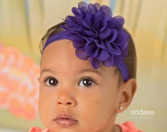 Handmade Black /Purple Flowers Vintage Baby/Toddler/ Girl Headband 