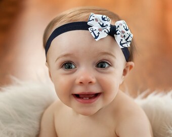 Baby headband, 4th of July baby headband, Patriotic baby headband, red white and blue headband, anchor headband, anchor bow, sailor headband