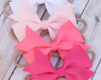 Baby girl gift set, nylon headband set, nylon hair bows, baby headband, infant headband, baby headband, newborn headband, headband set