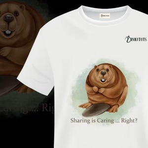 Funny Beaver Cartoon PNG: Sharing is Caring, Printable Wall Art