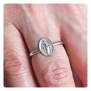 Miraculous medal silver ring, Virgin Mary  medal  ring,  Catholic ring, Our Lady od Grace ring