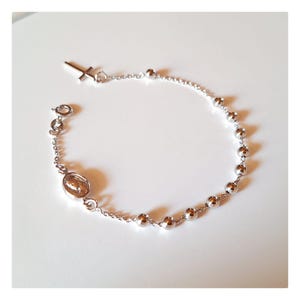 Armband Onze-Lieve-Vrouw van Medjugorje rozenkrans: sterlingzilveren medaille van goddelijke barmhartigheid