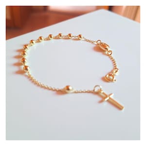 Vergulde armband Onze-Lieve-Vrouw van Medjugorje: rozenkrans van goddelijke barmhartigheid