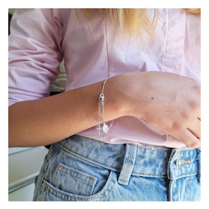 ROSARY BRACELET with Cross and Miraculous medal encrusted with zircons, Cross bracelet, Catholic bracelet, Rosary silver beads