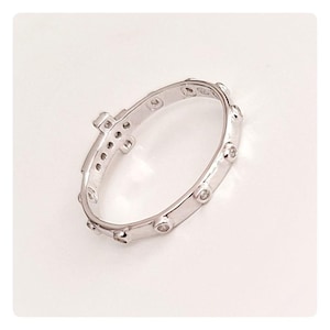 Rosary ring, Cubic zircon rosary ring, Catholic ring, One decade rosary cross ring