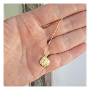 St Michael  13 mm medal, St Michael  necklace, Gold plated coin necklace, 21 mm height  medal, Archangel Michael medal