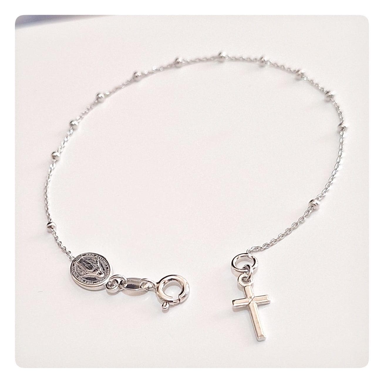 10 braccialetti rosario con ciondolo a croce, braccialetti religiosi con perline per sublimazione, stampa a trasferimento termico, stampa fotografica fai da te  36