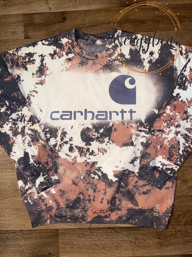 Bleached Bleached Cowhide Carhartt Sweatshirt, Western Style Pullover, Western ...