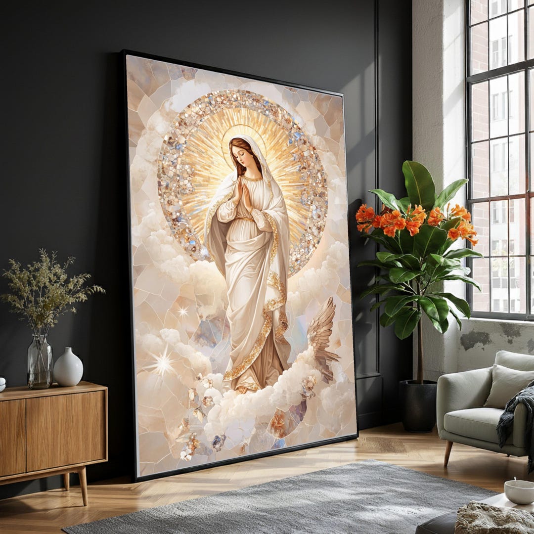 Virgin Mary Canvas Wall Art, Religious Catholic Decor, Angelic Praying ...
