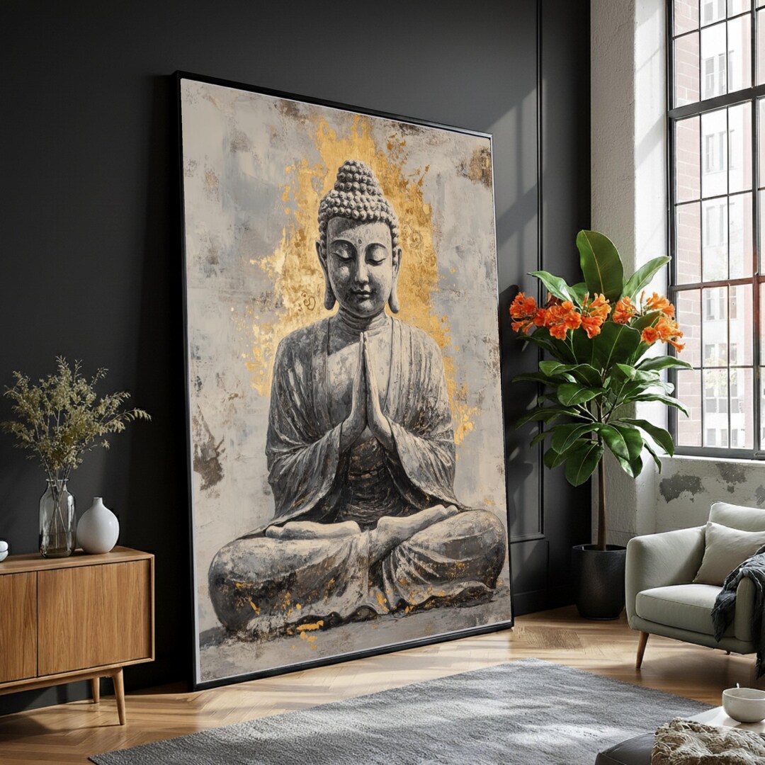 Tranquil Buddha Meditation Canvas, Spiritual Wall Art, Zen Home Decor ...