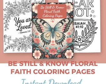 Libro cristiano para colorear con flores: Páginas de las Escrituras (Descarga digital)