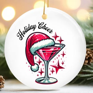 Holiday Cheer Double-Sided Ceramic Ornaments, Christmas Xmas Decor, Tree Ornaments, Hostess Gift, Stocking Stuffer, Secret Santa, Co Worker.