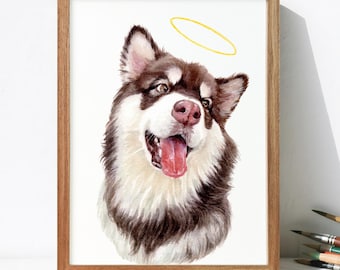 Retratos de acuarela personalizados, retratos de gatos, pinturas de perros personalizadas, con fotos de mascotas, retratos digitales personalizados de perros, arte conmemorativo personalizado para mascotas