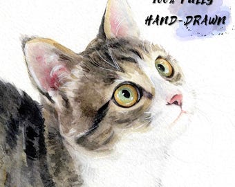 Mini retrato de perro en acuarela personalizado, retratos de perros a partir de fotos, retrato de mascota pintado a mano, pintura de mascota en acuarela, mascota dibujada a mano, pérdida de mascota