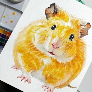 Ritratto di porcellino d'india ad acquerello personalizzato, ritratto di animale domestico dipinto a mano, ritratto di animale domestico personalizzato, dipinto ad acquerello di animale domestico, animale domestico disegnato a mano, perdita di animale domestico