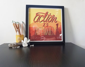 Action is Anti-Anxiety 12x12 Giclée Print