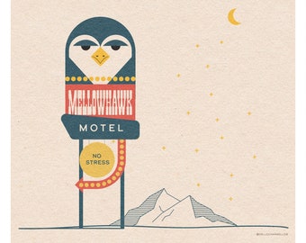 MellowHawk Motel - Charmellow x SlaughterHawk 12x12 in. Fine Art Print