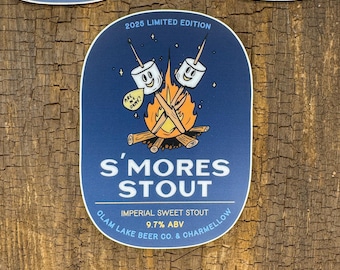 S'mores Stout Clam Lake Beer Co. Beer Label Sticker