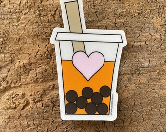 Thai Tea Tiger Tea Boba Love - Clear Sticker