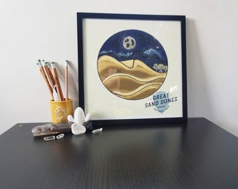Great Sand Dunes National Park Art Print, Colorado Landscape (12x12)