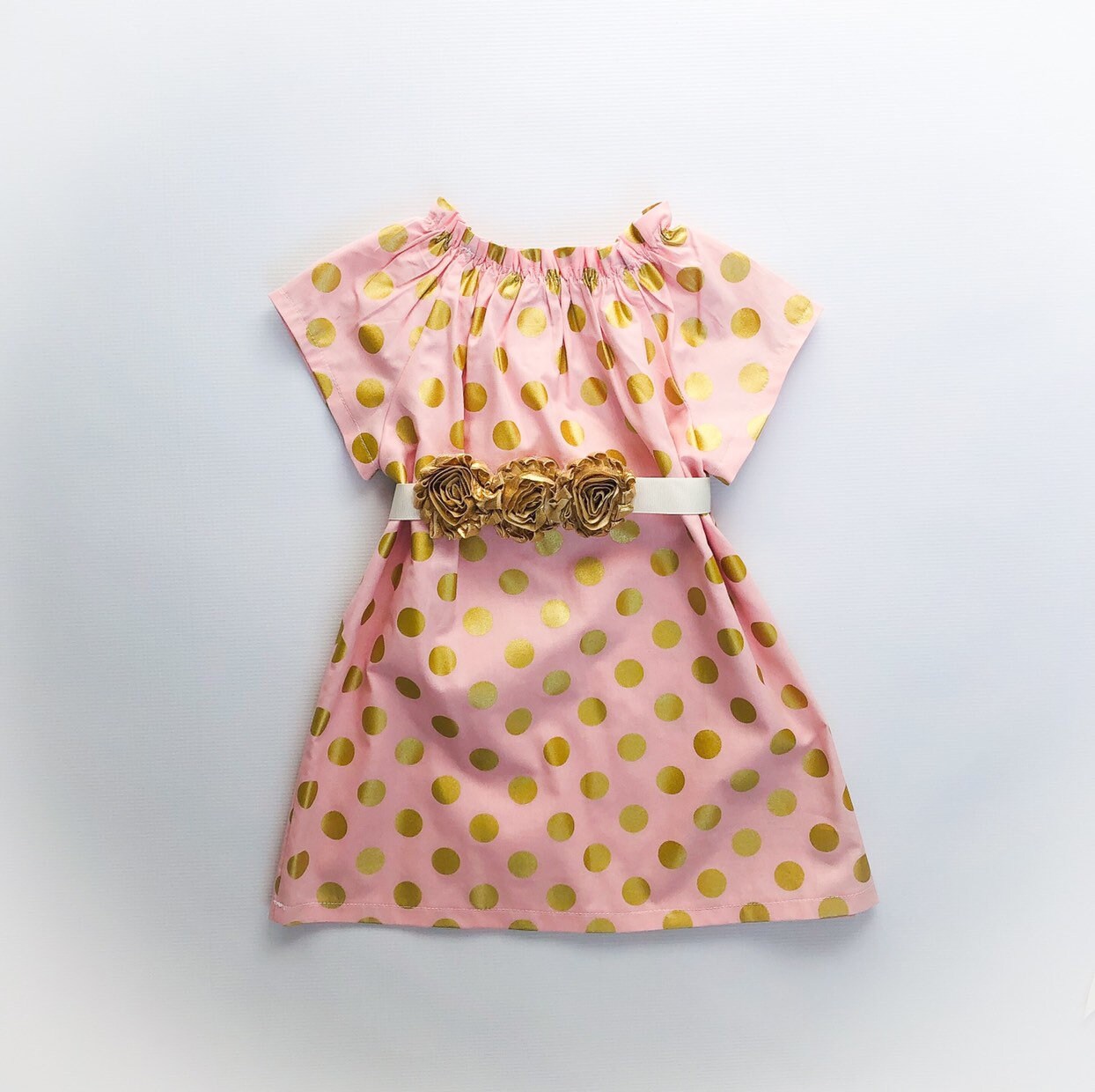 peach polka dot dress