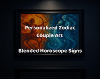 Arte murale di coppia con fusione astrologica / Segni zodiacali personalizzati / Scegli oroscopi e stile / Regalo stampabile personalizzato per anniversario