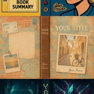May include: A composite image featuring book cover designs. One cover has a pop art style with a crying woman and text. Other covers include vintage travel themes and fantasy art with a sword and crystal.