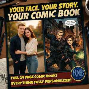 Fully Personalized Comic Book From Your Pictures | Custom Story & Illustrations From Scratch | Choose Style And Theme | Unique Digital Gift