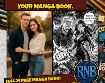Fumetto manga completamente personalizzato - Libro anime personalizzato dalle tue foto / Regalo speciale stampato di 24 pagine / Storia e illustrazioni completamente uniche