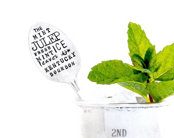 MINT JULEP Spoon.  Flattened Silver Cocktail Stirrer Teaspoon Size. Julep Cup Swizzle. The ORIGINAL Subway Poster Art Style by Sycamore Hill