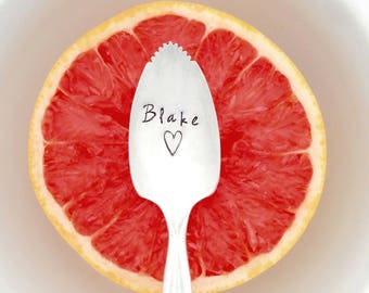 Custom Hand Stamped Grapefruit Spoon, Personalized Fruit Spoon