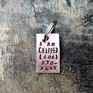 I&#39;m MICRO CHIPPED Scan Me to Find My Family. Dog Tag with Phone Number. CUSTOM Pet Tags with Phone Number. Vintage Inspired Pet Tags™