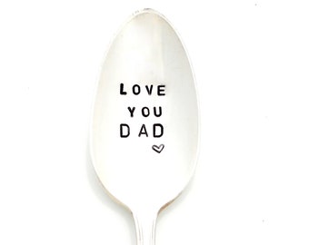 Love You DAD Coffee Spoon. The ORIGINAL Hand Stamped Vintage Coffee Spoons by Sycamore Hill. Stamped Spoon. Gift for Him. Coffee Lover gift