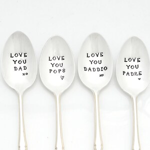 Love You Daddio Spoon. Gift for Dad. Pops. Papa. Padre. Dad. The ORIGINAL Hand Stamped Vintage Coffee & Espresso Spoons™ by Sycamore Hill.