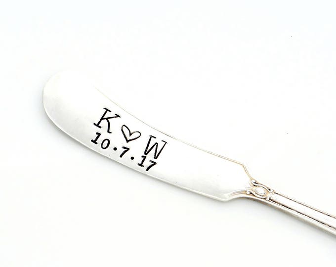 CUSTOM SPREADER Flat Vintage Spreader. Cheese Spreaders. Make Your Own Hand Stamped Vintage Individual Spreader. PERSONALIZED wedding date.