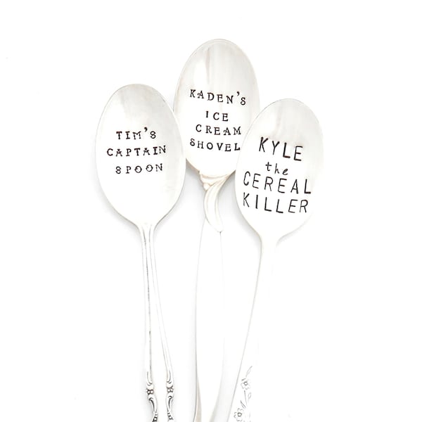 CUSTOM Tablespoon. PERSONALIZED Table Spoon. Hand Stamped Spoon by The ORIGINAL Sycamore Hill, Hand Stamped Vintage Silverware. Your Wording