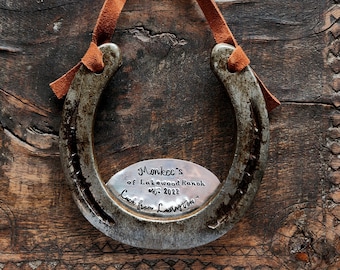 The CUSTOM Horseshoe™ for a New Business. Handmade Original Design by Sycamore Hill. Southern Charm. Rustic Gift for new business owner.