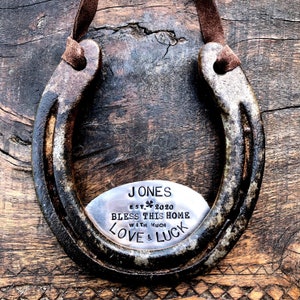 CUSTOM Shamrock Love & Luck Horseshoe™ Traditional Symbol of Good Luck. Handmade Original Design by Sycamore Hill. Southern Wedding Charm image 1